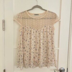 Elena Baldi Silk Floral Lace Blouse – Size Small – Made in Italy